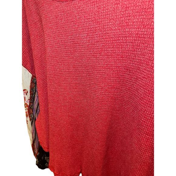 Free People We the Free Women Small Blossom Thermal Top Red Bandana Sleeves Boho - Picture 11 of 17